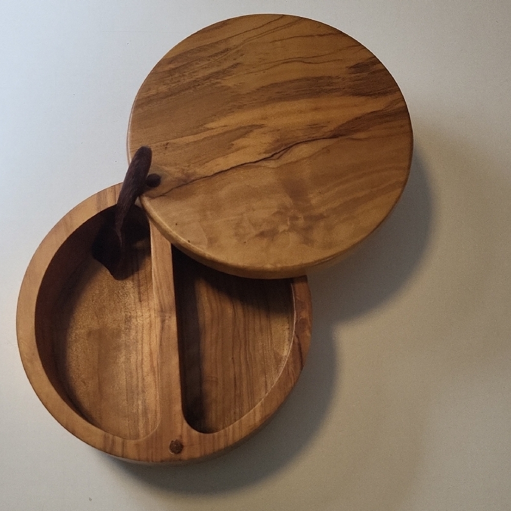 Olive Wood Storage Box with Divider